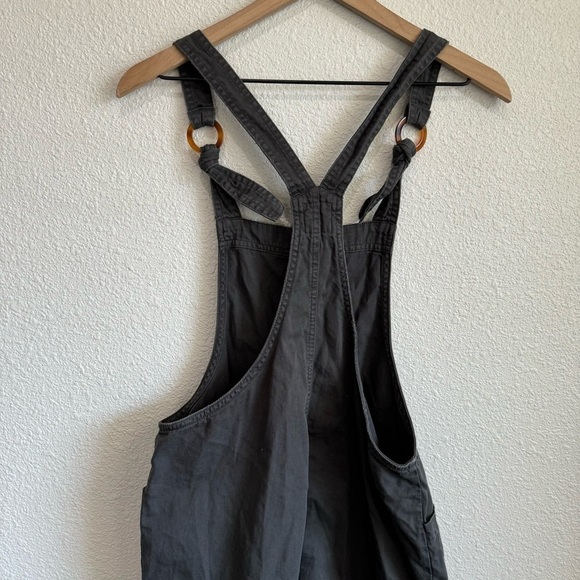 Aerie Women's Small Grey Overall Shorts Cotton Boho Relaxed Knot Front Casual - Picture 7 of 8